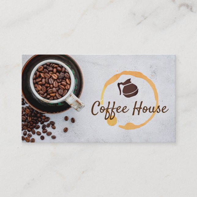 Coffee Shop | Coffee Pot | Coffee Beans Business Card (Front)