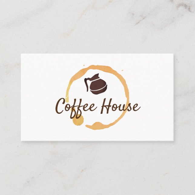 Coffee Shop | Coffee Pot | Coffee Stain Business Card (Front)
