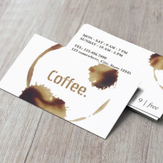 Coffee Shop Coffee Stains Loyalty Punch Card