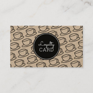 Coffee Shop Cup Pattern Kraft Loyalty Card