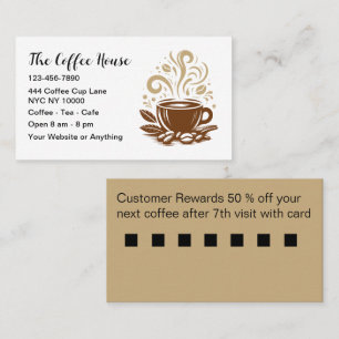 Coffee Shop Customer Rewards Business Cards
