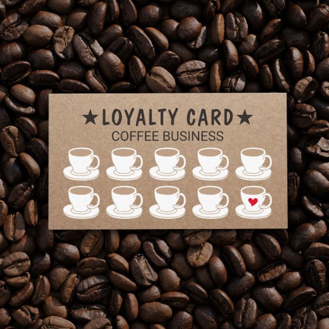 Coffee Shop Cute Cups Rustic Kraft Coffee Loyalty (Creator Uploaded)
