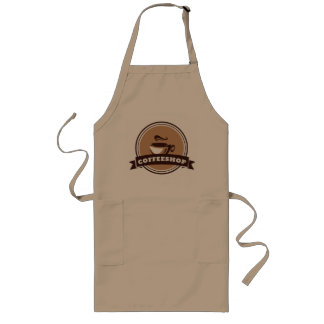 Coffee shop dark brown ribbon long apron