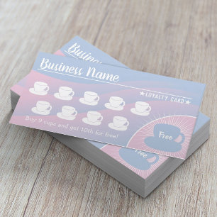 Coffee Shop Elegant Pastel Blue & Pink Loyalty Card