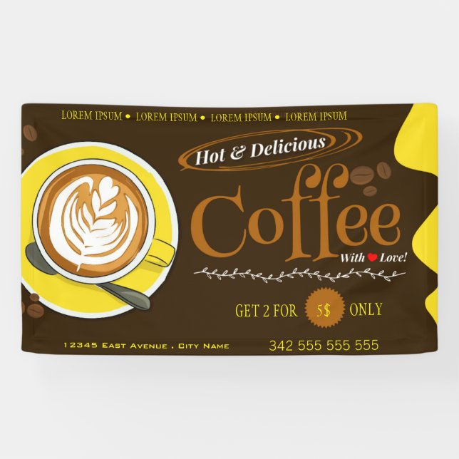 coffee shop espresso cafe drinks modern Business B Banner (Horizontal)