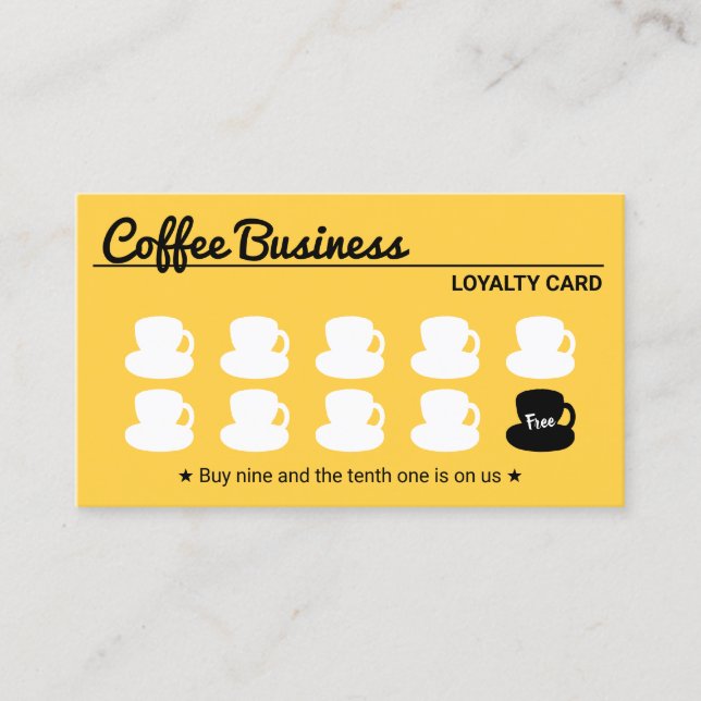 Coffee Shop Gold Customer Loyalty Punch Card (Front)