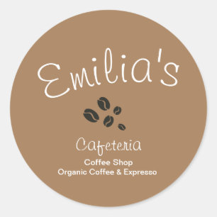 Coffee Shop Hand-Drawn Logo Classic Round Sticker