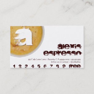 Coffee Shop Initial A Latte Art Loyalty Card