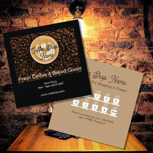 Coffee Shop Loyalty Card   Cafe Rewards Punch Card
