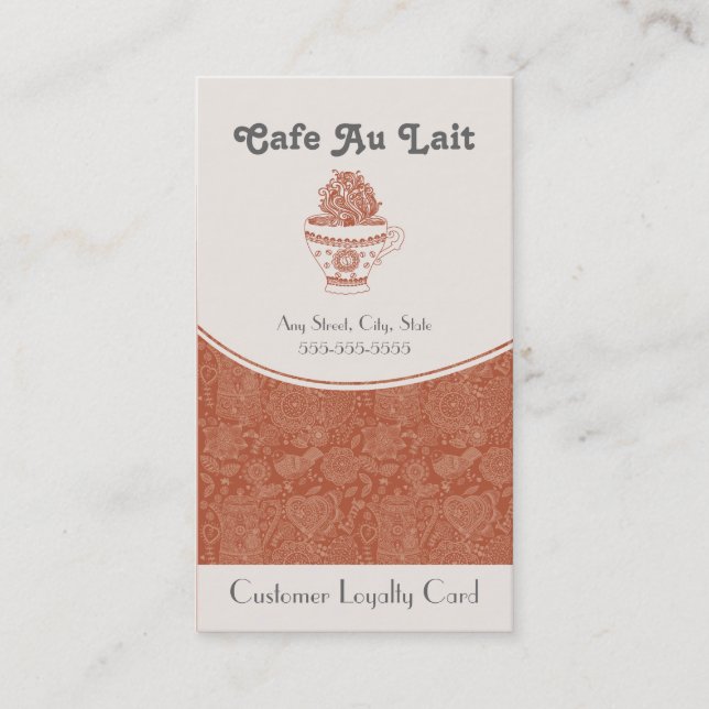 Coffee Shop Loyalty Punch Card Business Card (Front)