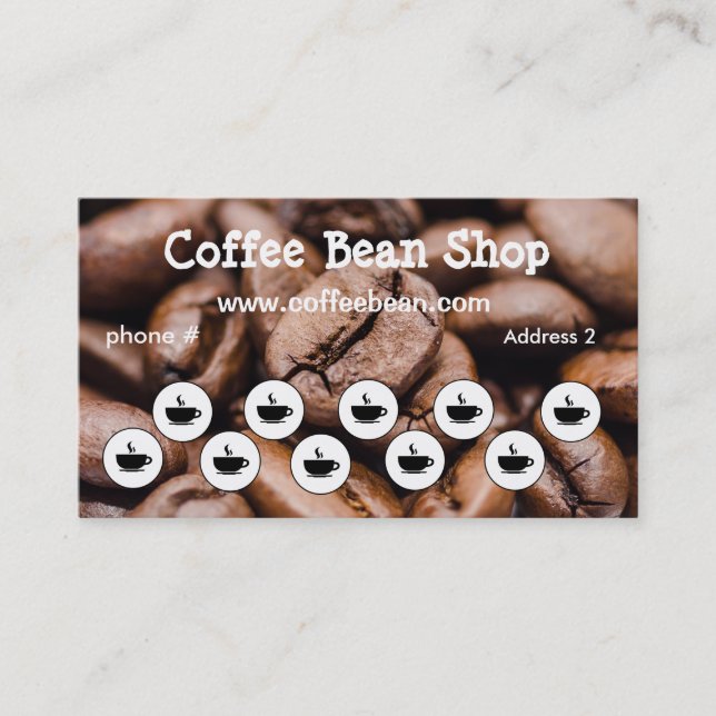 Coffee Shop Loyalty Punch Card Business Cards (Front)