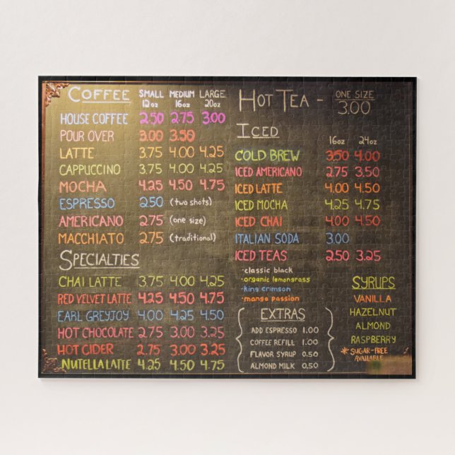 Coffee Shop Menu - 16x20 - 520 pcs Jigsaw Puzzle (Horizontal)