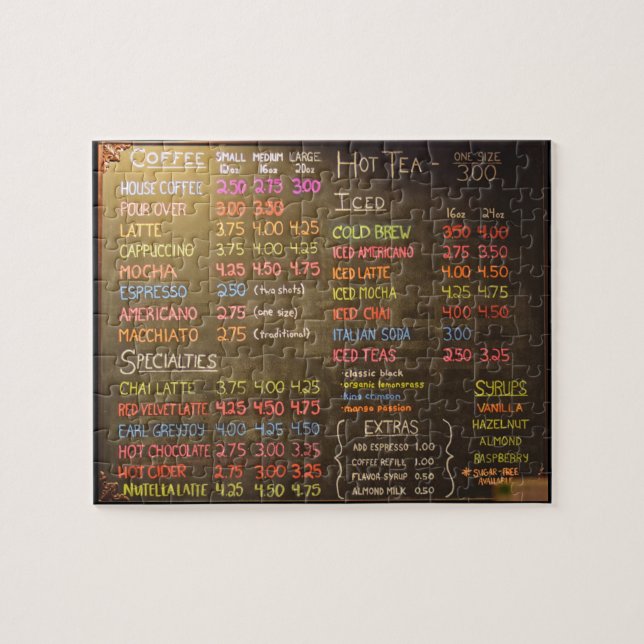 Coffee Shop Menu - 8x10 - 110 pcs Jigsaw Puzzle (Horizontal)
