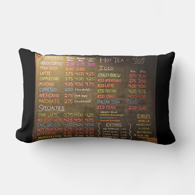 Coffee Shop Menu Board  -  Throw Pillow (Front)