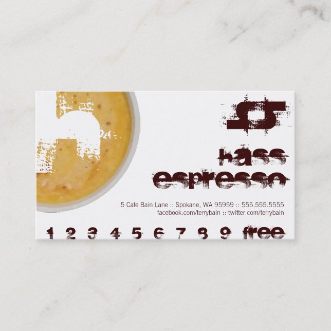 Coffee Shop Monogram Loyalty Punch Card (Front)