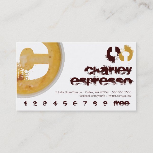 Coffee Shop Monogram Loyalty Punch Card (Front)
