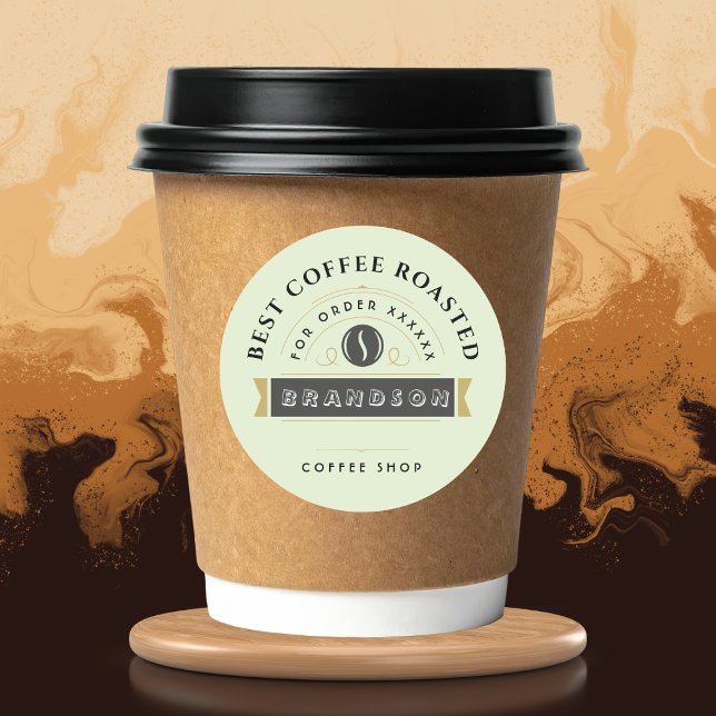 Coffee shop Personalized Branding  Classic Round Sticker (Creator Uploaded)