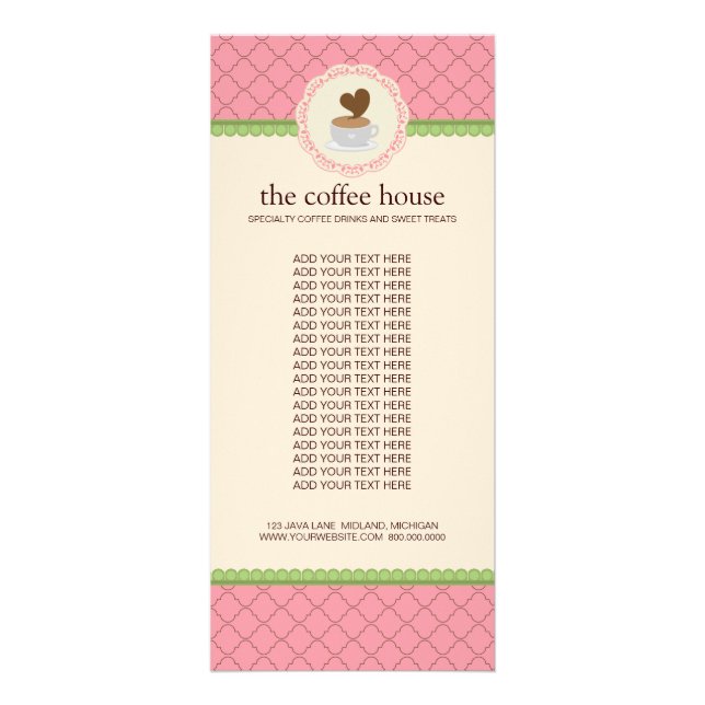 Coffee Shop Product Rack Cards (Front)