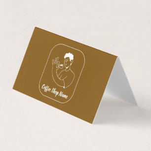 Coffee Shop QR Code Folded Business Card