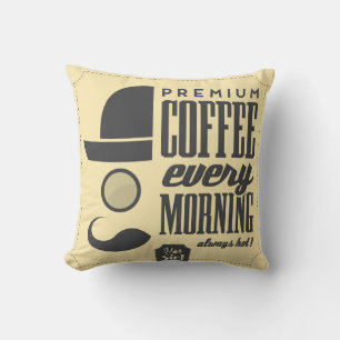 Coffee Shop Retro Label Designer Accent Pillows