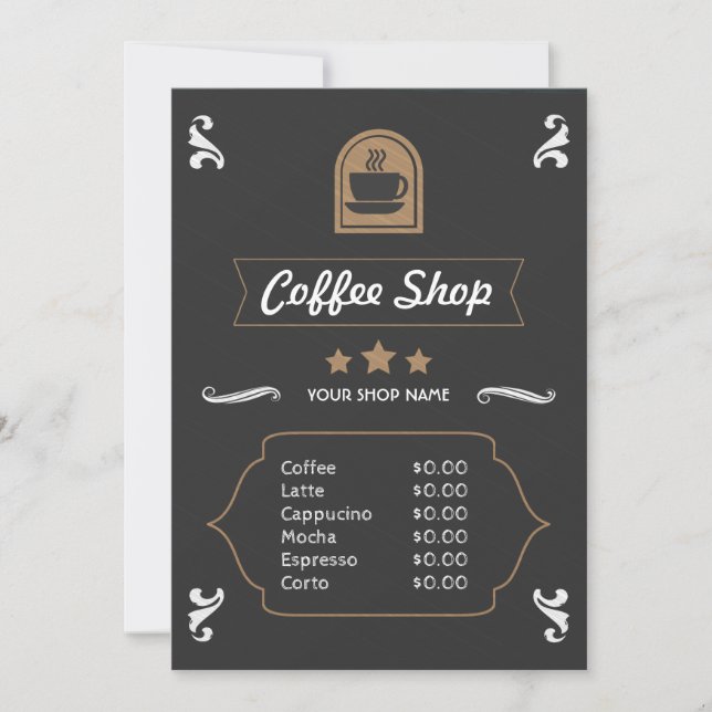 Coffee Shop Retro Menu Card (Front)