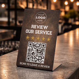 Coffee Shop Review QR Code Pedestal Sign