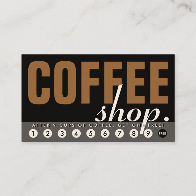 coffee shop rewards program loyalty card (Front)