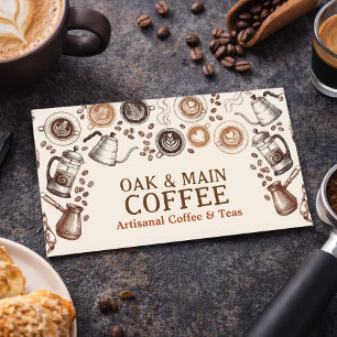 Coffee Shop Rustic Cafe Espresso Illustration Business Card