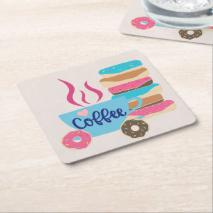 Coffee Shop Square Paper Coaster