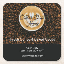 Coffee Shop Square Paper Coaster |Cafe Drink