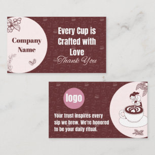Coffee Shop Thank You Card Burgundy Pink