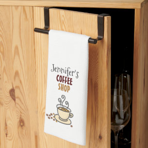 Coffee Shop Themed  Personalised Kitchen Towel