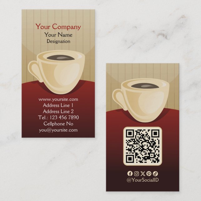 Coffee Shop vertical Business Cards (Front/Back)