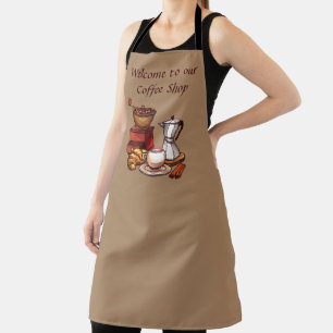coffee shop welcome add text Apron