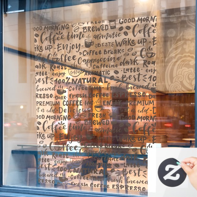 Coffee shop window decals, modern window cling (Cafe Window)