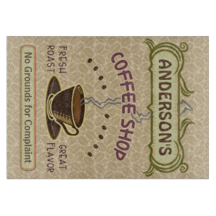 Coffee Shop with Cup Create Your Own Personalised Cutting Board
