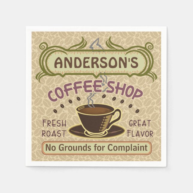Coffee Shop with Cup Create Your Own Personalised Napkin (Front)