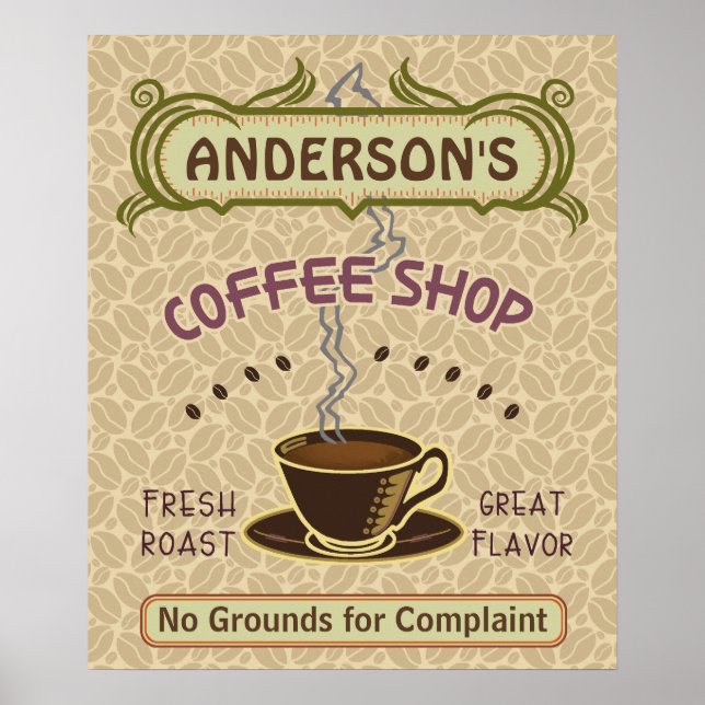 Coffee Shop with Cup Create Your Own Personalised Poster (Front)