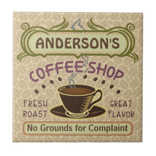 Coffee Shop with Cup Create Your Own Personalised Tile