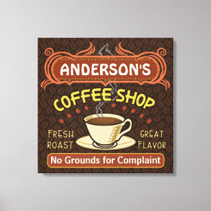 Coffee Shop with Mug Create Your Own Personalised Canvas Print