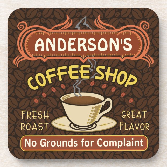 Coffee Shop with Mug Create Your Own Personalised Coaster (Front)