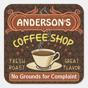 Coffee Shop with Mug Create Your Own Personalised Square Sticker