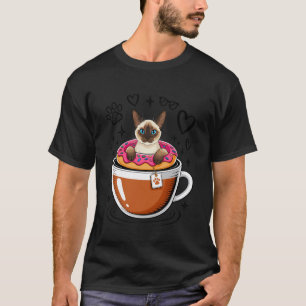 Coffee Siamese Meezer Cat Doughnut T-Shirt