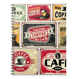 Coffee signs and labels collection. Retro and vint Notebook