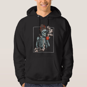 Coffee Skeleton Dead Vintage Distressed Drinking S Hoodie