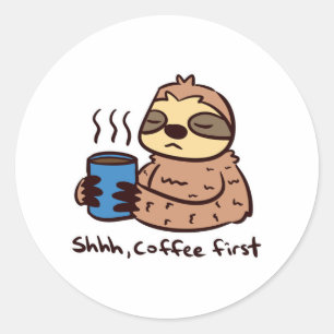Coffee Sloth 1 Classic Round Sticker