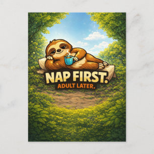 Coffee Sloth - Critter Kingdom Postcard