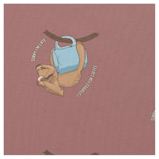 Coffee Sloth Fabric (Close Up)