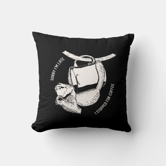 Coffee Sloth (white) Cushion (Front)