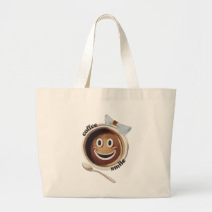 Coffee Smile Funny Cute Sweet Large Tote Bag